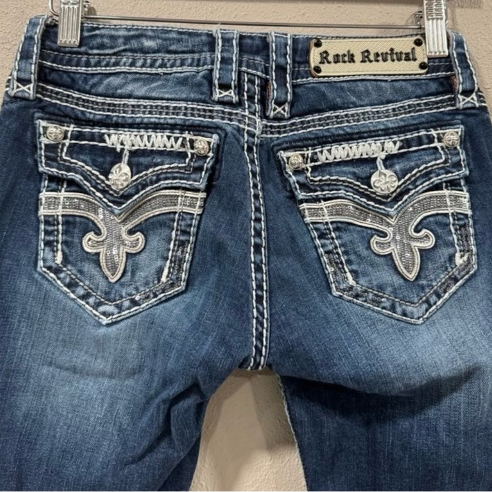 Rock Revival Blue and Orange Denim Detail